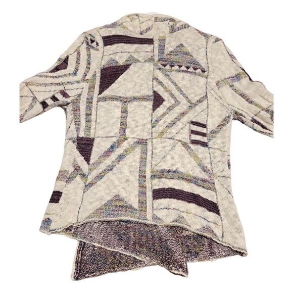 Buckle Knitted Open Front Drape Cardigan Sweater Off White Multi L - Picture 4 of 10